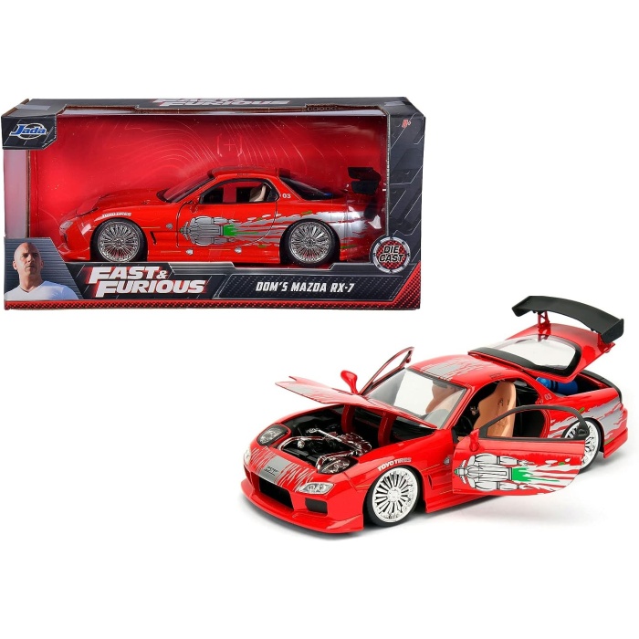 , 253203033, Hızlı ve Öfkeli, Lisanslı, 1993 Mazda RX-7 1:24, Die-Cast ( Metal ), Açılabilen Parçalar