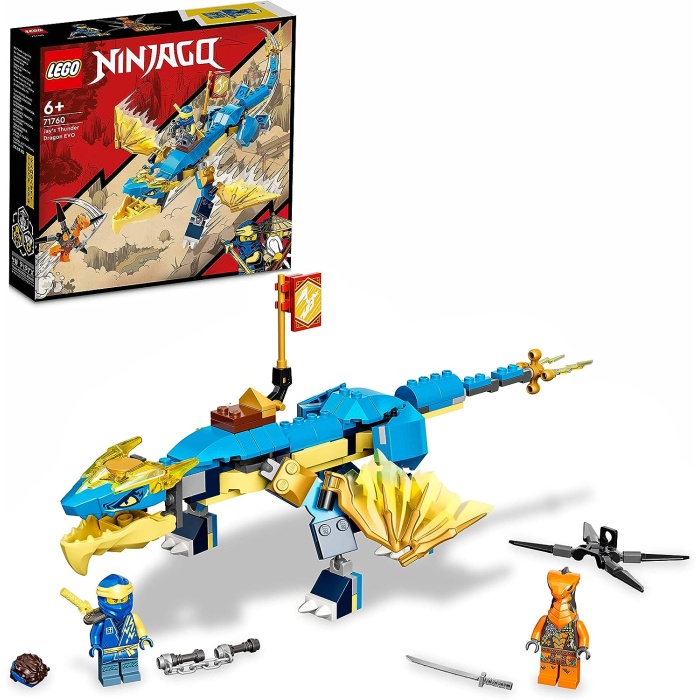 Jay’in Gök Gürültüsü Ejderhası EVO 71760-6 Yaş ve Üzeri için NINJAGO Jay ve Yılan İçeren Oyuncak Yapım Seti (140 Parça)