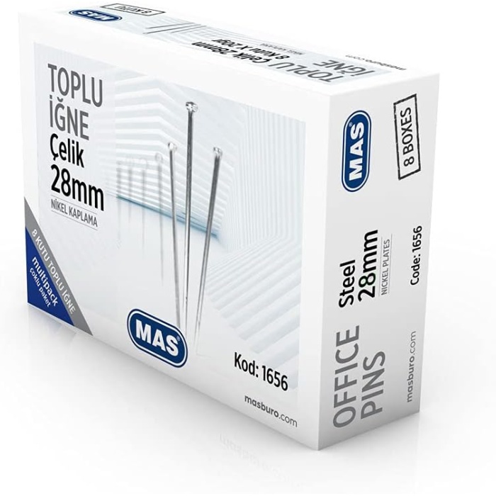 1656 MULTIPACK - Toplu İğne 20 Gr lli 28 mm x 8