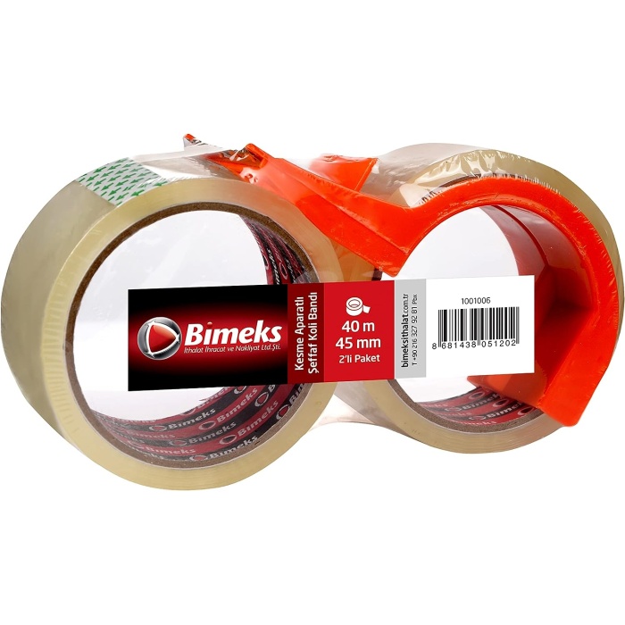 Bimeks 2li 45mt X 45mm Kesme Aparatlı Şeffaf Koli Bandı 1001006