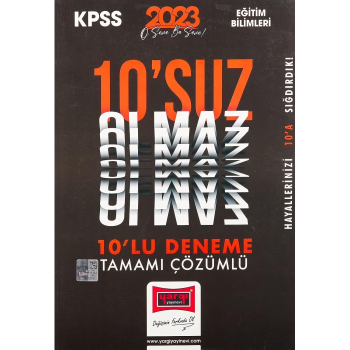 2023 KPSS Eğitim Bilimleri Tamamı Çözümlü 10suz Olmaz 10 Deneme Sınavı Yargı Yayınevi