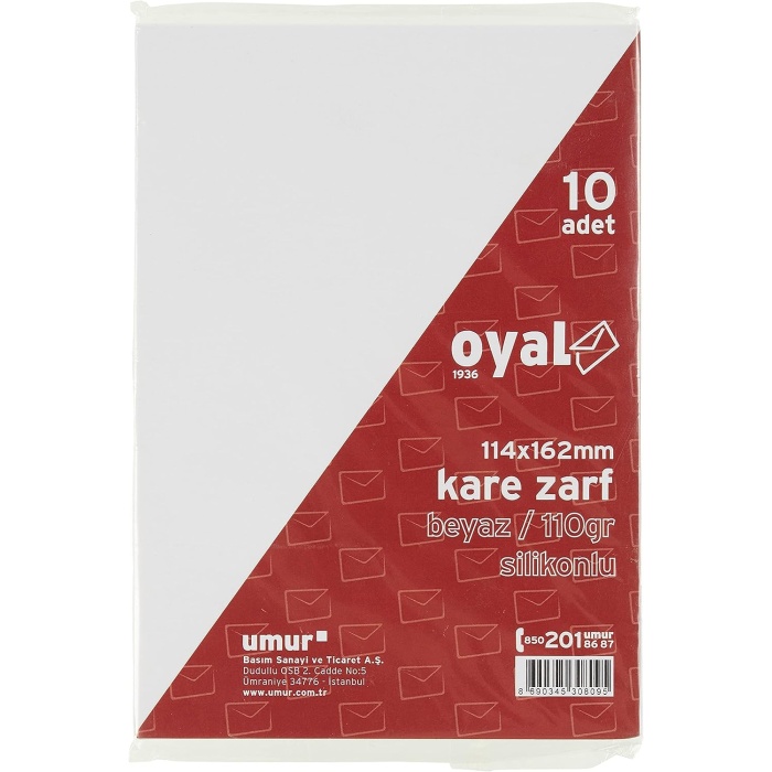 Kare Zarf, 110 gr, Silikonlu, 10lu, Beyaz