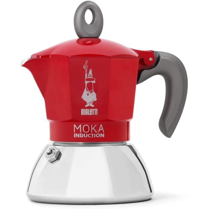 New Moka Pot Çift Katmanlı Indüksüyon Kırmızı 2 Cup