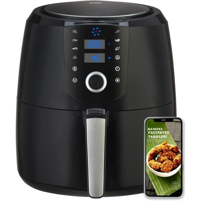 HAF-06 Dijital Fastfryer Yağsız Fritöz, Airfryer, Siyah, XXL, 8.5lt