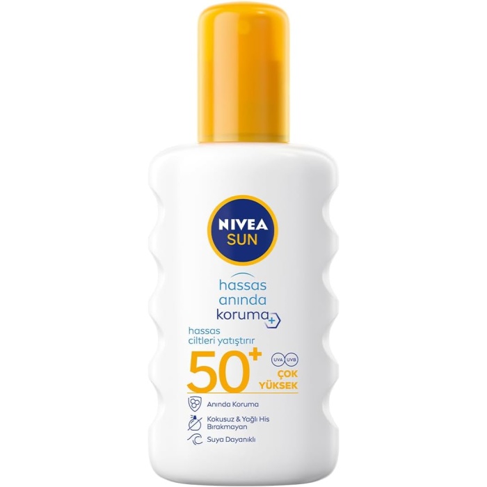 Sun SPF 50+ Ultra Hassas Anında Koruma Güneş Spreyi (200ml),Çok Yüksek Güneş Koruyucu,Suya Dayanıklı,Hassas Ciltler