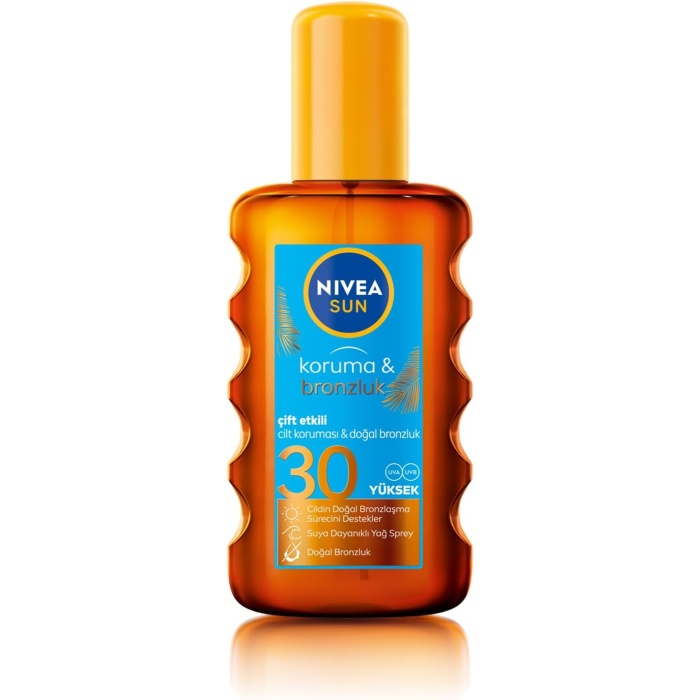 Sun SPF30 Koruma & Bronzluk Güneş Yağı Spreyi (200 ml), Doğal Pro-Melanin Özleri ile Doğal Bronzluk, Yüksek Güneş Koruı, Bronzlaştırıcı ve Güneş Koruyucu Güneş Kremi