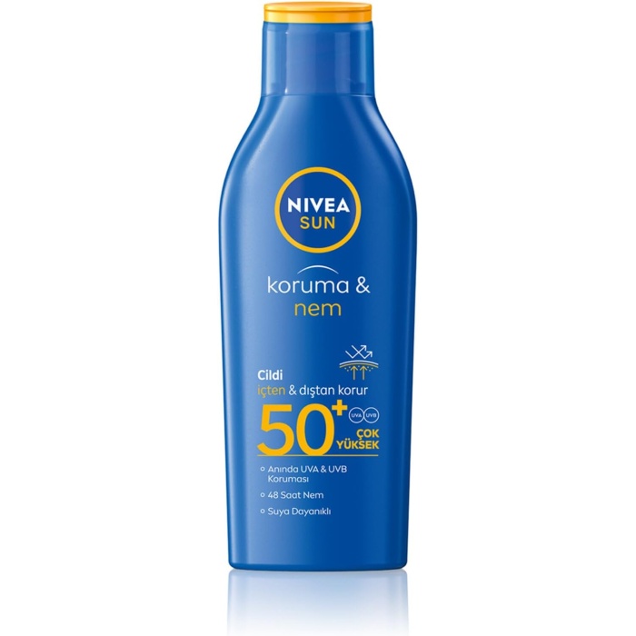 Sun SPF 50+ Koruma & Nem Güneş Losyonu 200- ml, Suya Dayanıklı Nemlendirici Güneş Kremi, Çok Yüksek Koruma, 48 Saat Nemlendirme,Güneş Koruyucu