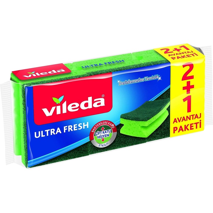 Ultra Fresh Oluklu Sünger 2+1