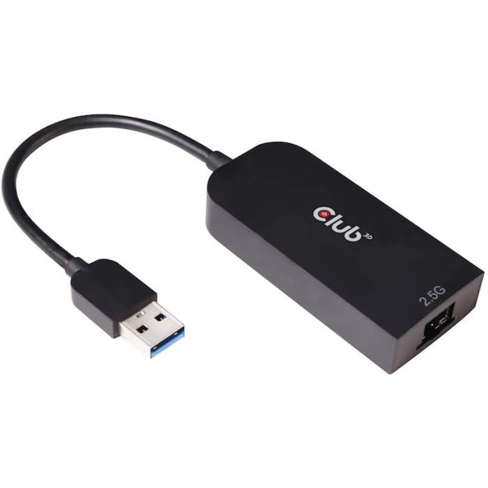 Club 3D USB 3.2 Gen1 Adaptör Tip A 2, 5 Gigabit Ethernet ST./BU. Siyah, CAC-1420