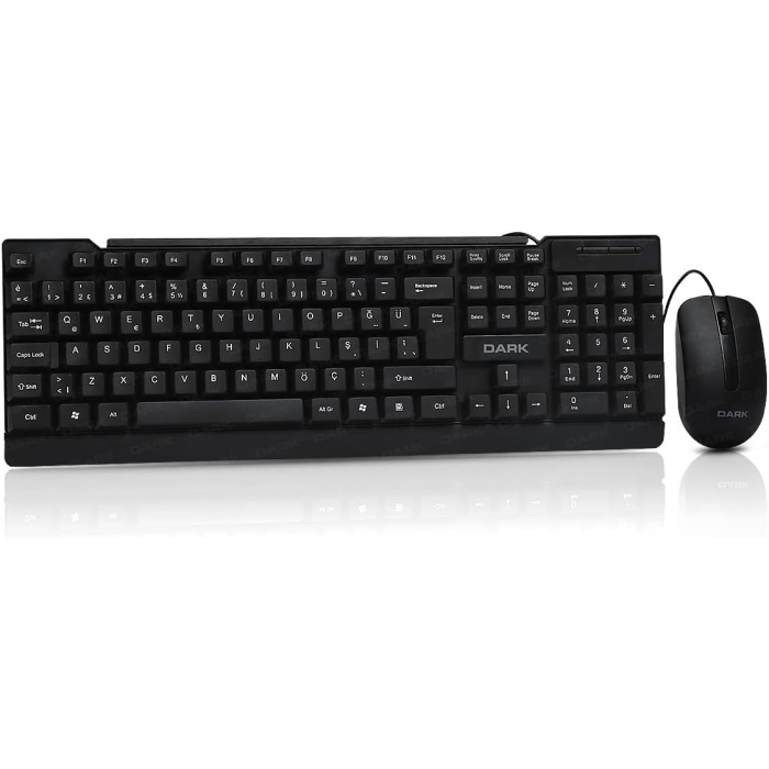 Dark KM1060 Kablolu Türkçe Q Yüksek Tuşlu Ofis Klavye & Mouse Set (DK-AC-KM1060)