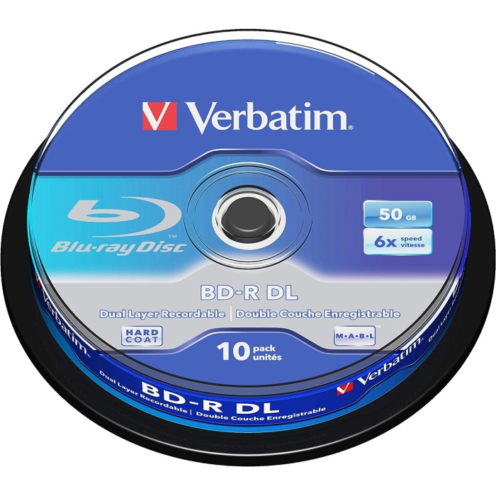 Verbatim BD-R DL 50 GB 6X 10PK Spindle, Gümüş