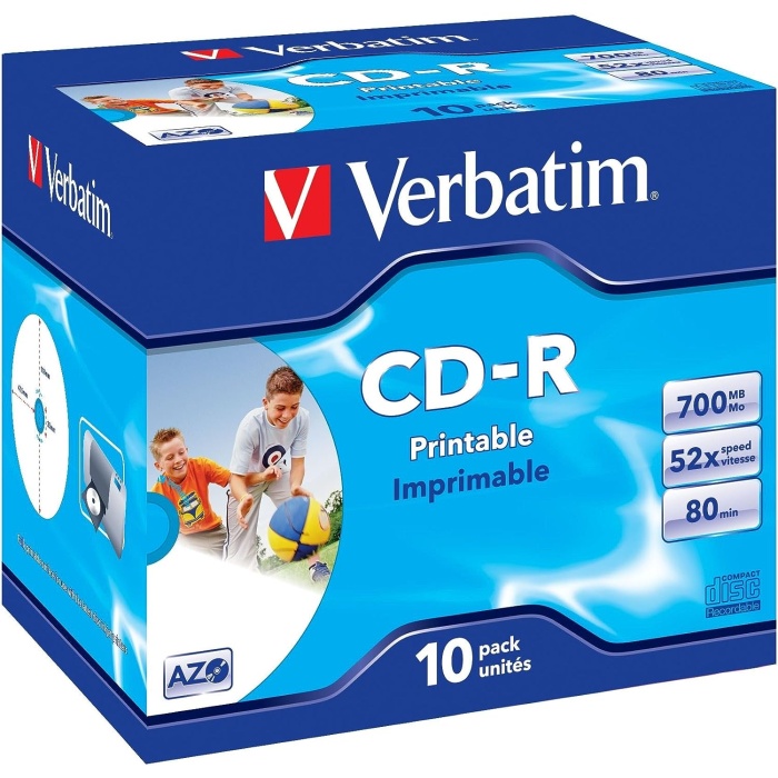 CD-R 700MB 52X INKJET PRINTABLE 10PK JC AZO ID BRANDED DATALIFE PL