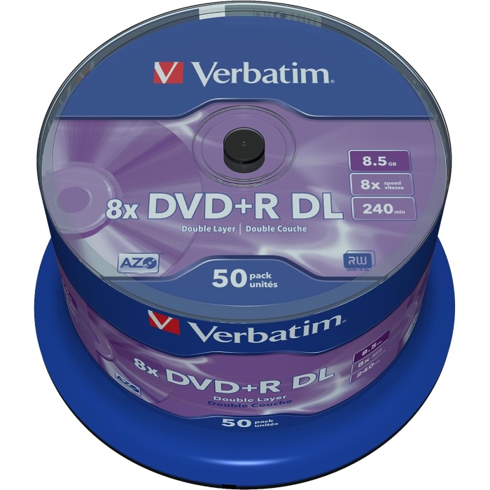 DVD+R Double Layer 8.5GB 8X Matt Silver 50 Pack Spindle