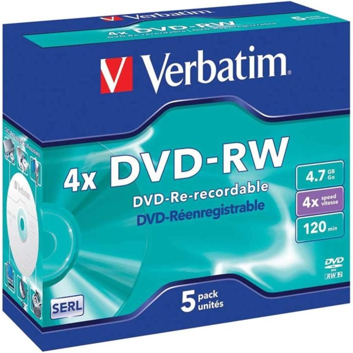 DVD-RW 4.7GB 4X MATTE/SILV 5PK JC DATALIFEPLUS