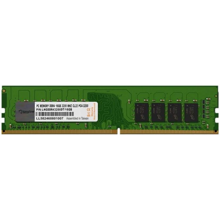 Longline LNGDDR43200DT/16GB 16GB DDR4 3200MHz Masaüstü PC Bellek CL22, Siyah