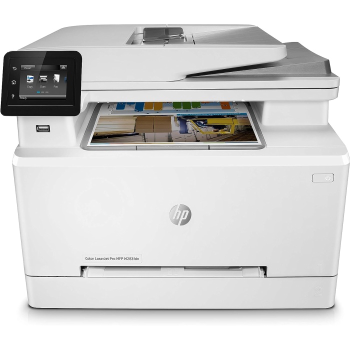 Color LaserJet Pro M283fdn çok fonksiyonlu renkli lazer yazıcı (yazıcı, tarayıcı, fotokopi makinesi, faks, LAN, dubleks, Airprint) beyaz