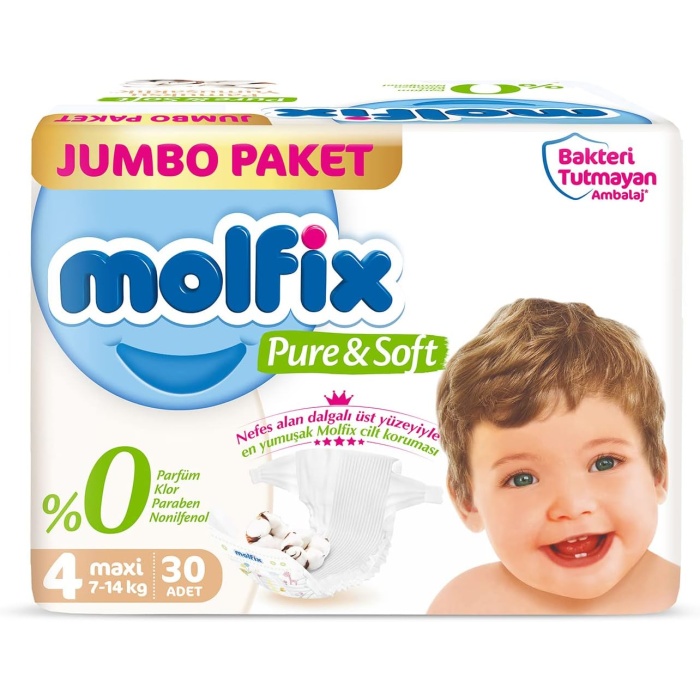 Molfix Pure&Soft  Paket Maxi 4 Beden Bebek Bezi (1 x 30 Adet)