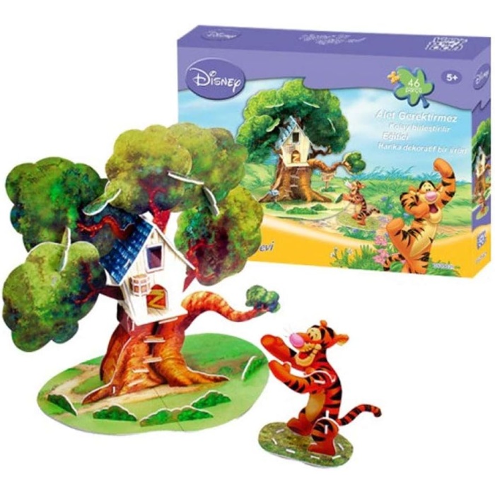 3D Puzzle CUB/DS0902H 3D 46 parça Puzzle Puzzle Tigger’ın Ağaç Evi