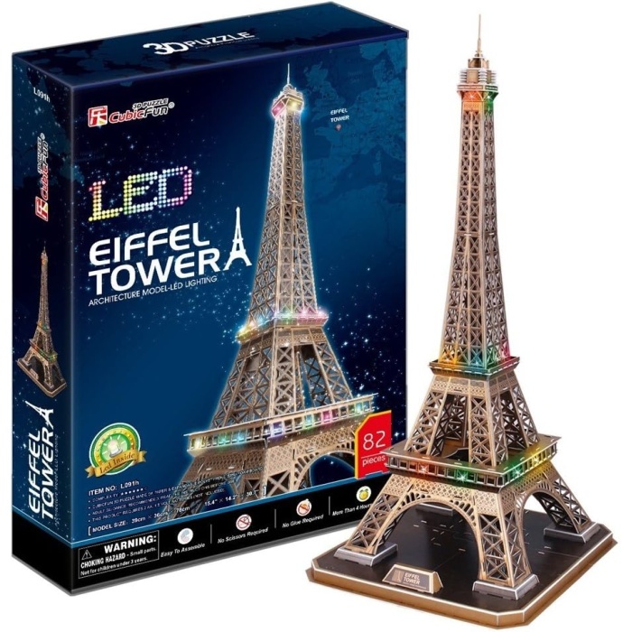 3D 82 Parça Puzzle Eiffel Kulesi - Fransa (Led Işıklı)