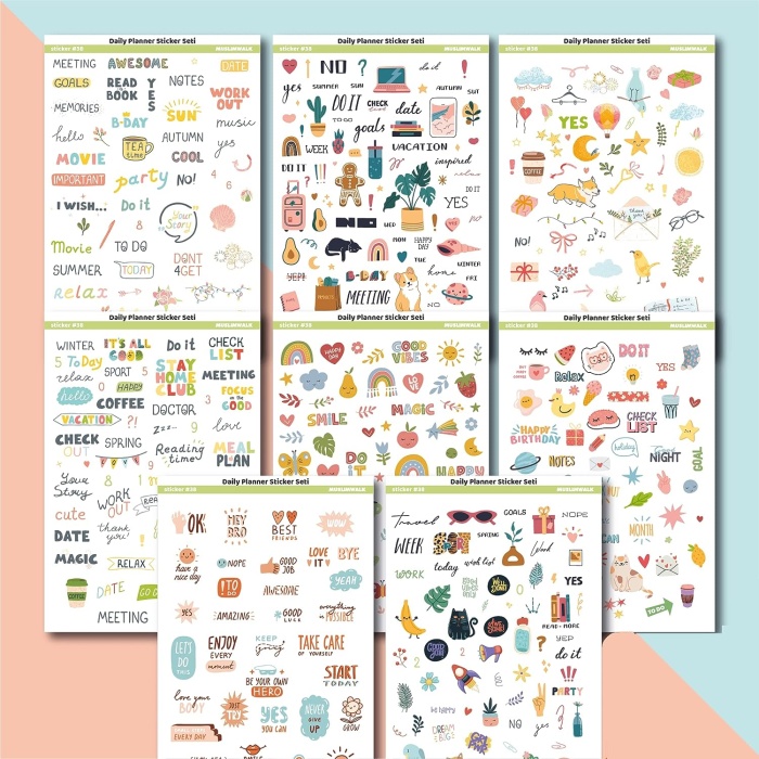 Daily Planner Sticker Seti Ajanda, Defter, Planlayıcı Için 500 Adet Sticker Etiket Seti MW431