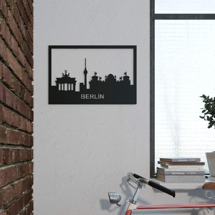 Yurudesign Lazer Kesim Metal Duvar Tablo Berlin 30*45