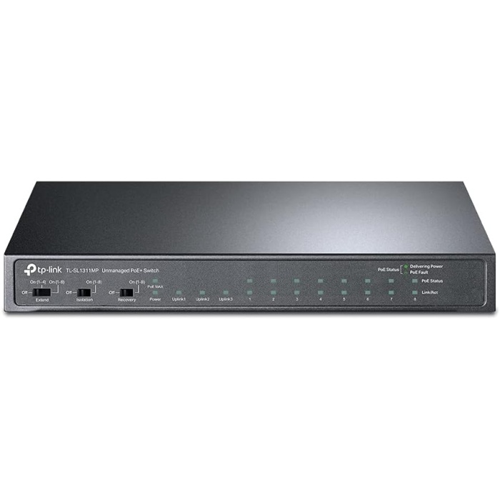 TL-SL1311MP, 8-Port 10/100Mbps + 3-Port Gigabit Desktop Switch with 8-Port PoE+