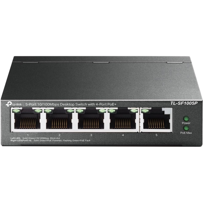 TL-SF1005P, 5-Port 10/100Mbps Desktop Switch with 4-Port PoE+