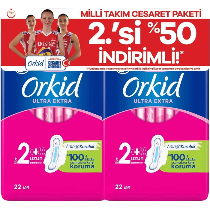 Ultra Extra Hijyenik Ped Uzun Cesaret Pak (2 x 22 adet)