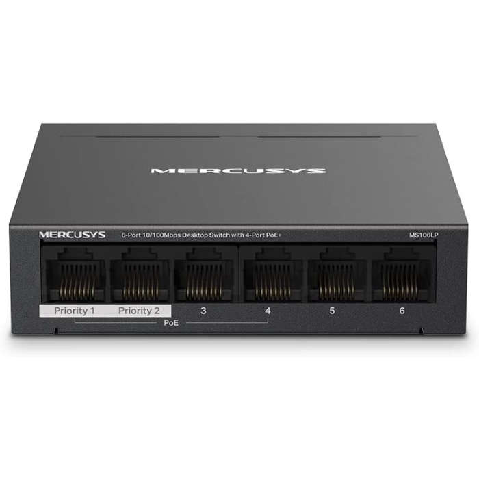 Mercusys MS106LP, 6-Port 10/100Mbps Desktop Switch with 4-Port PoE+