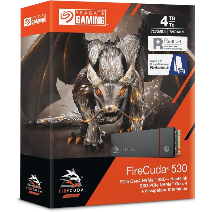 FireCuda 530, 4 TB, Dahili SSD, M.2 PCIe Gen4 ×4 NVMe 1.4, 7300 MB/s, 3D TLC NAND, 5100 toplam yazılan bayt, Soğutucu, Heatsink, S5/PC için, 3 yıl Rescue Services (ZP4000GM3A023)