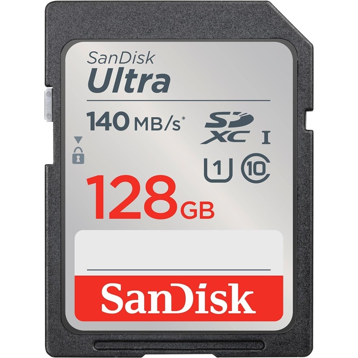 128 GB Ultra SDXC bellek kartı, 140 MB/sye kadar, A1 uygulama performansı, UHS-I, Class 10, U1