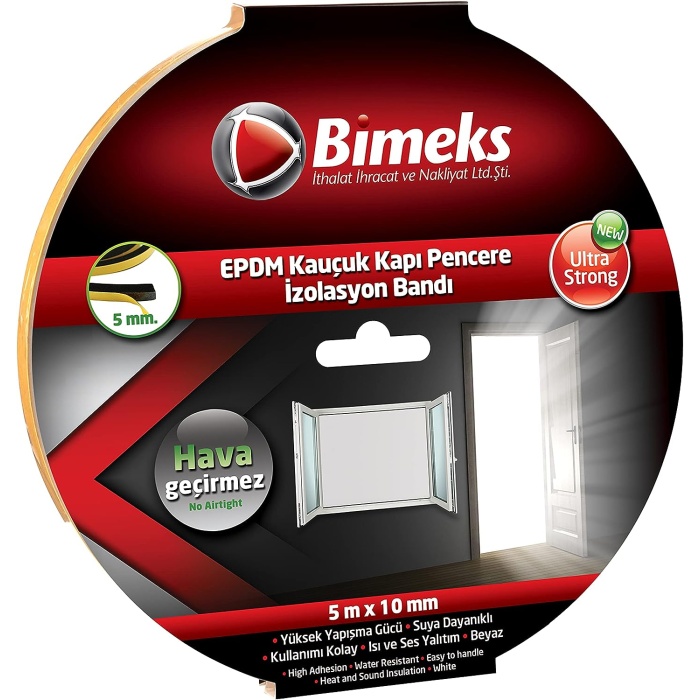 Bimeks Epdm Kauçuk Kapı Pencere Bandı 5Mmx10Mmx5Mt Beyaz