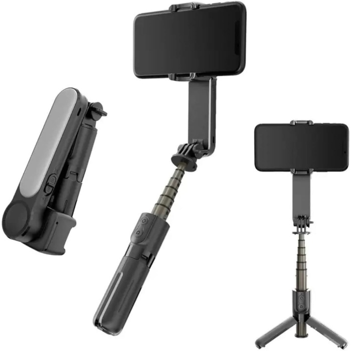 L09 Katlanabilir Cep Gil Işıklı Selfie Stick Bluetooth Kablosuz Uzaktan Selfie Çubuğu