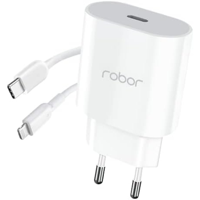 Robor Seyahat Şarj Adaptörü Power Series R621 Usb-C Lightning PD 1 Mt Beyaz