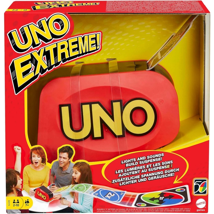 UNO Extreme Kart Oyunu, 7 Yaş ve Üzeri, 2-10 Oyuncu İçin, Rastgele Fırlatıcılı, Mattel Games GXY75