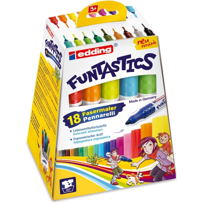  14 FUNTASTICS çocuklar için kalın uçlu keçeli kalem 18li set - 2-3 mm yuvarlak uç