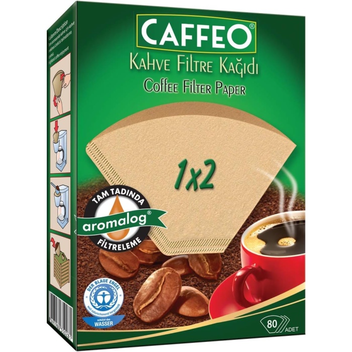 Caffeo 1X2/80 Filtre Kahve Kağıdı, 80 Adet, Siyah