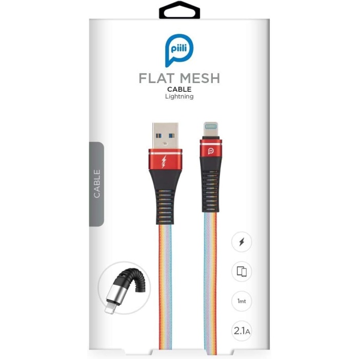 Piili Flat Mesh Lightning Hızlı Şarj Kablosu 1 mt.