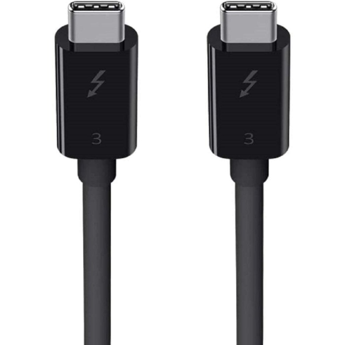 Thunderbolt 3 USB-C - USB-C Kablosu, Thunderbolt Sertifikalı, 40 Gbps, 5 K, 100 W, Type C 3.1, 0,8 m, Siyah