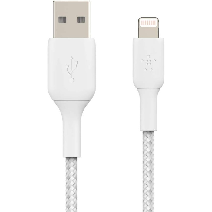 Örgülü Lightning Kablosu (, iPad, AirPods için Boost Charge Lightning/USB Kablosu) MFi Sertifikalı  Şarj Cihazı, Örgülü Lightning Kablosu (2m, Beyaz)