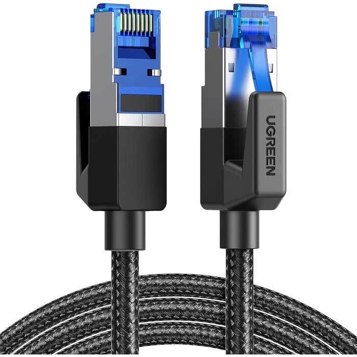 Cat8 RJ45 Ethernet Kablosu Naylon 40Gbps 2000MHz F/FTP PS5 Xbox One Switch Modem Yönlendirici vb. İle Uyumlu (3M)