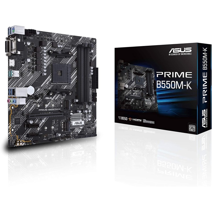 Prime B550M-K AMD B550 AM4 DDR4 4400 HDMI DVI VGA Çift M2 USB3.2 MATX PCIE 4.0 ECC RAM Destekli Anakart