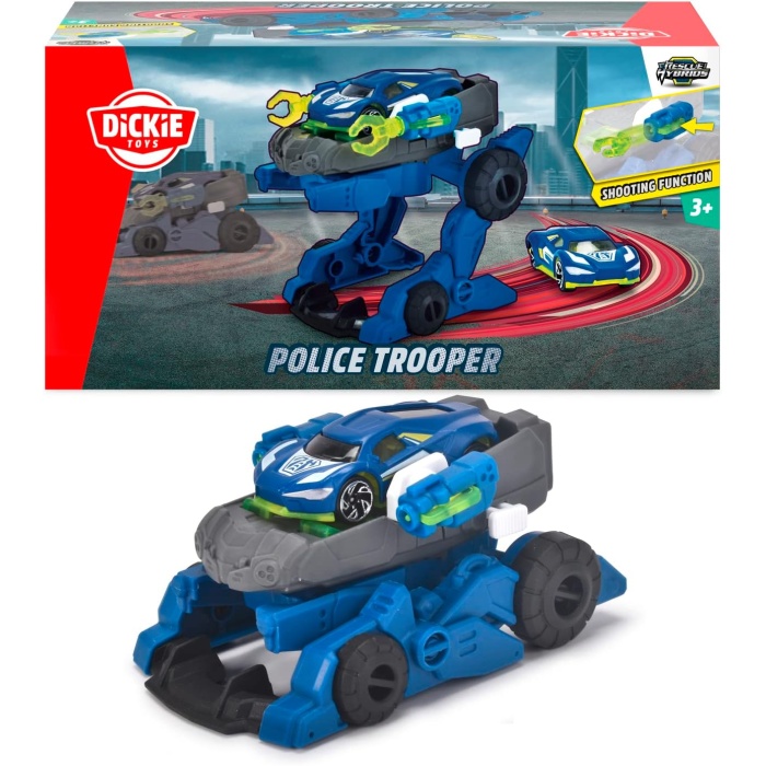 , 203792000, Rescue s 2si 1 Arada Robot Polis Aracı, 7.5 cm ve Dönüştürüldükten Sonra 12 cm, Ayrılabilir Polis Aracı, Sabitleme Mekanizması, Diğer RH Serisi ile Uyumlu Police Trooper