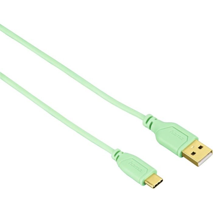 USB-C - USB-A Kablo, Flexi, 0.75m, Yeşil