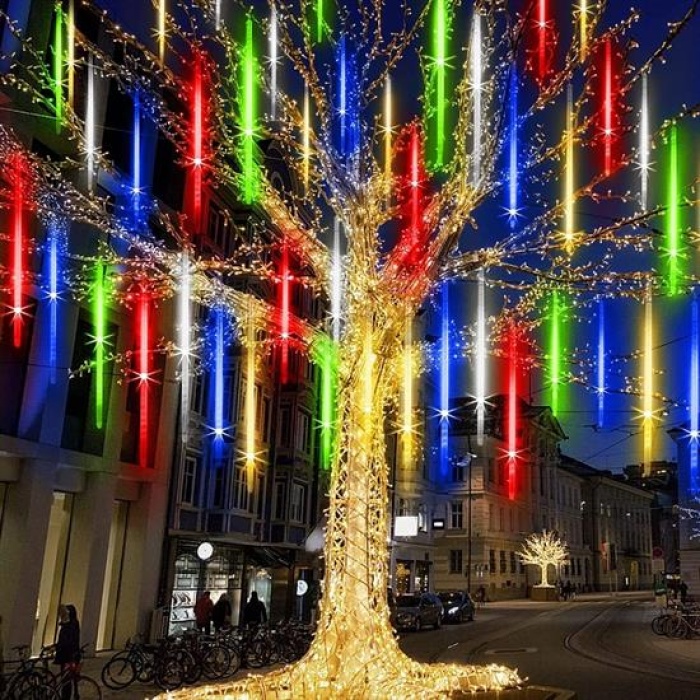 10 Adet İç ve Dış Mekan İçin Uyumlu Renkli RGB Akan Meteor Led