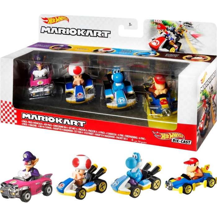 Mario Kart Aracı 4lü Paket, 4lü Fan-Favorit Karakteri Seti, 1 Özel Model İçerir, 3 Yaş ve Üzeri Çocuklar ve Hayranlar için Koleksiyon Hediyesi