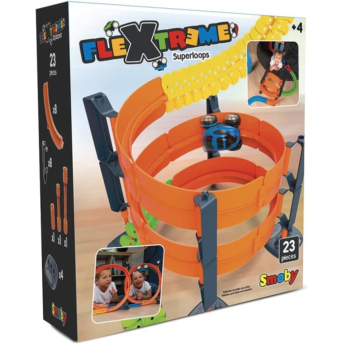 , 180912,  FleXtreme Superlooping Oyun Seti, Büyütülebilir Set, Tamamlayıcı, Uzun Ray Parçaları, Spiral Sürüş,  FleXtreme Superlooping Set