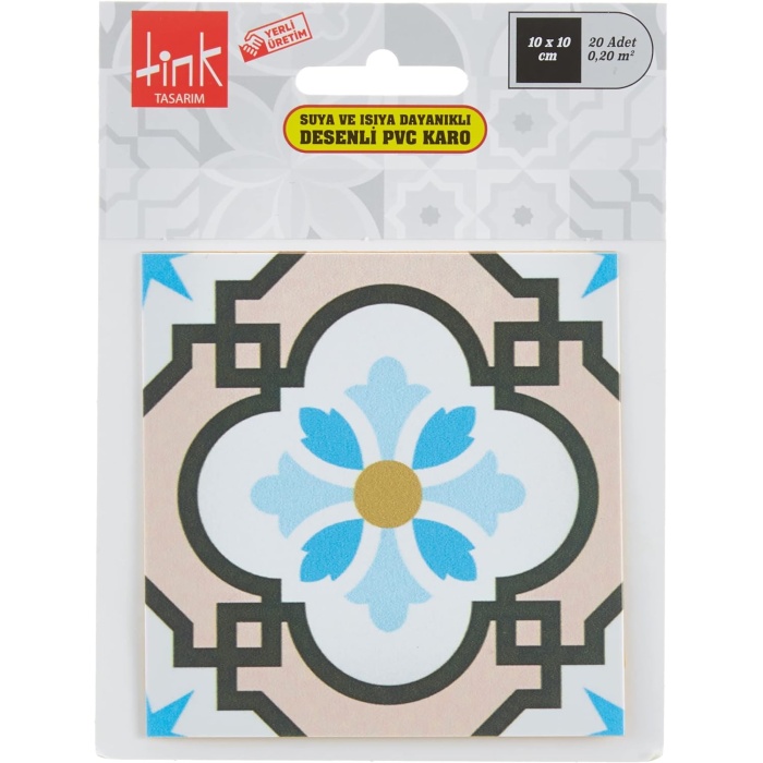 Mexican Tile Turkuaz 2 Metraj Desenli Pvc Karo 10 * 10 Cm 20li Paket