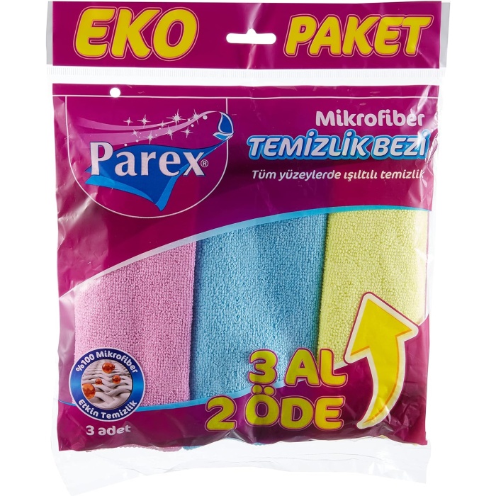 fiber Temizlik Bezi 3 Lü Eko Paket 1 Paket (1 x 3 Adet)