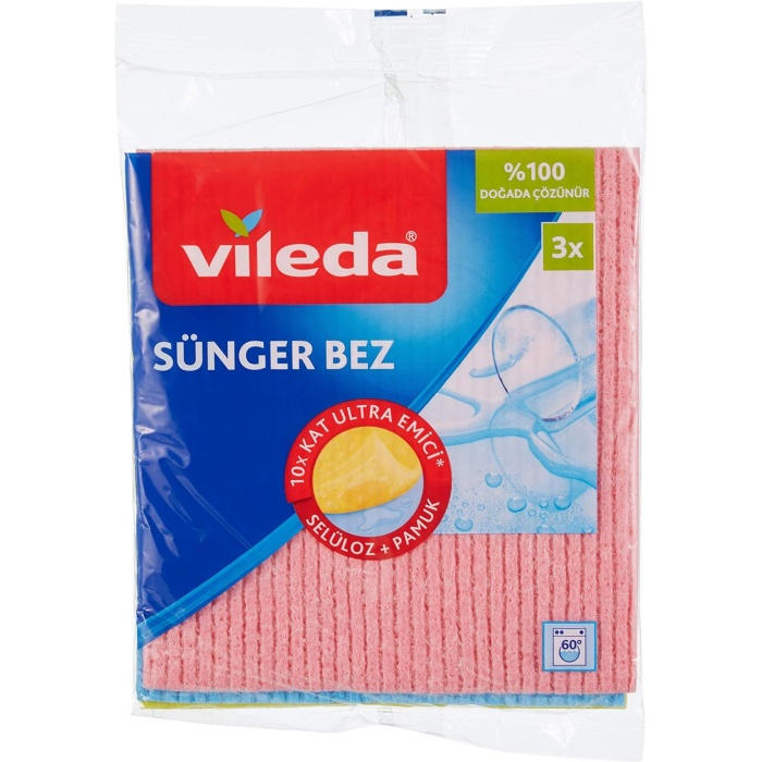 Sünger Bez, Ekstra dayanıklı, Çok amaçlı, 3lü Paket